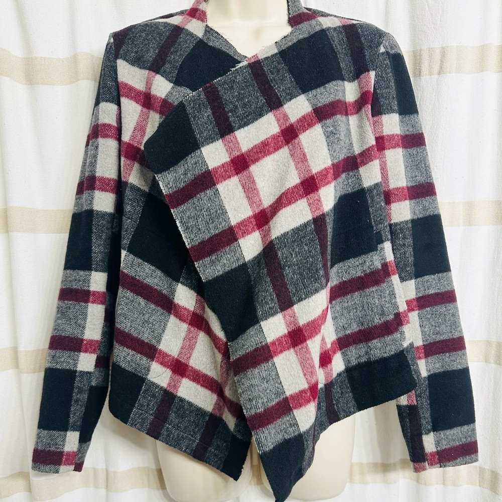 Cupcakes & Cashmere Women Wool Blended Asymmetrical Oxford Blazer/Jacket Sz S